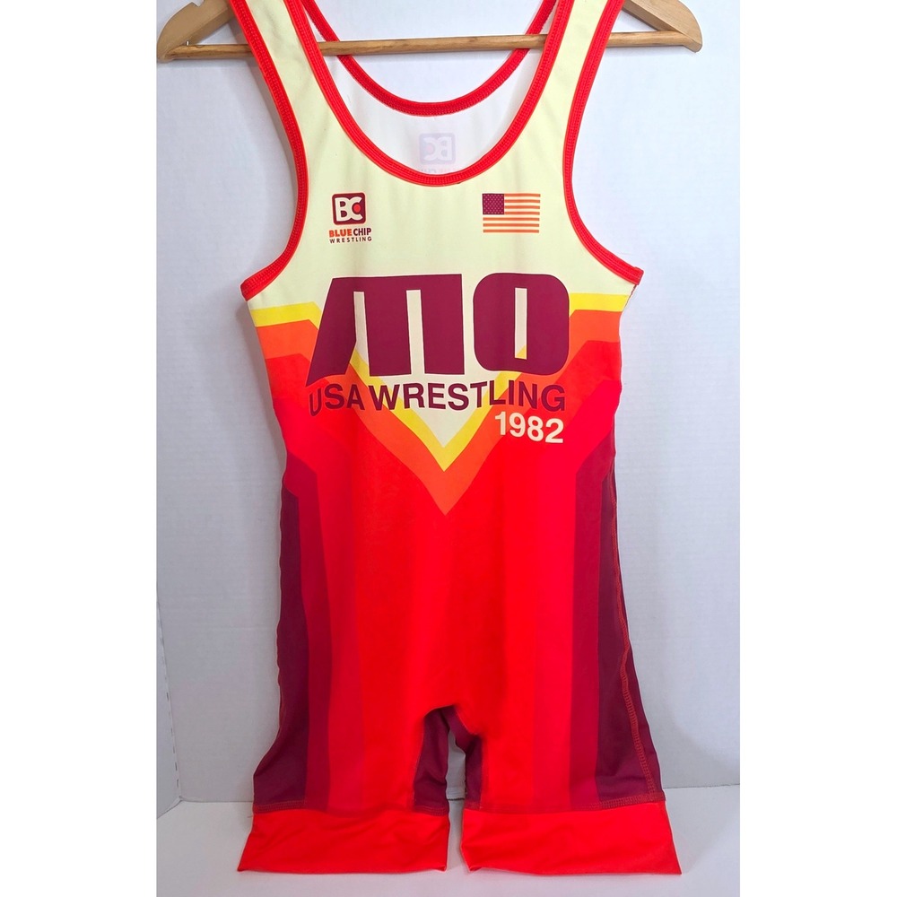 Blue Chip USA Wrestling Missouri 1982 Nat'l Team Singlet Red Orange Yellow SZ SM